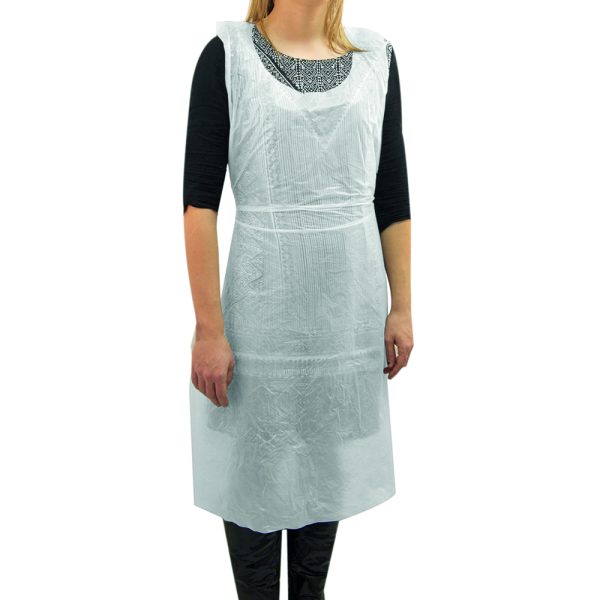 1089 TABLIER JETABLE BLANC Standard  sachet de 100 u